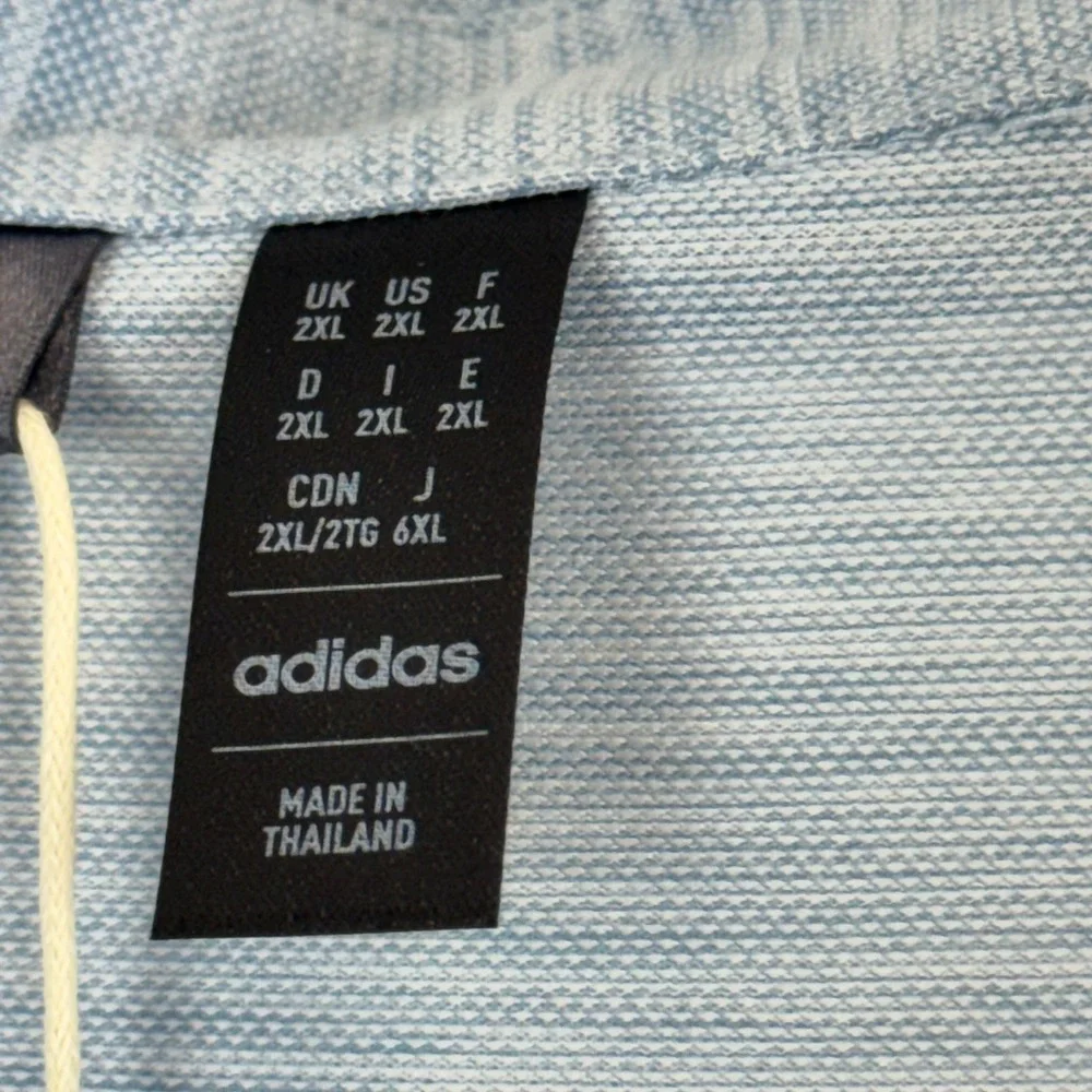 Adidas Mens Chest Graphic Golf Polo Shirt‎ Wonder Blue Melange IJ5276 2XL NWT